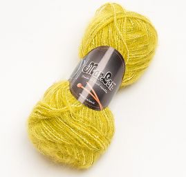 Mohérová směsová pletací příze žlutý melír