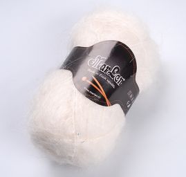 Mohérová pletací příze s dlouhým vlasem slonová kost