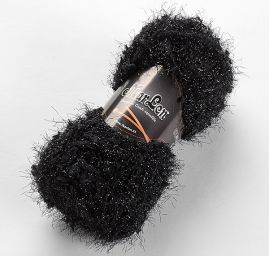 Efektní pletací příze s vlasem lesklá černá MarLen