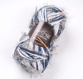 Vlněná pletací příze Marlen dlouhý vlas modrý melír