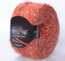Směsová vlněná pletací příze oranžový melír