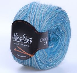 Směsová vlněná pletací příze modrý melír