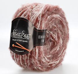 Směsová vlněná pletací příze vínovo-smetanový melír