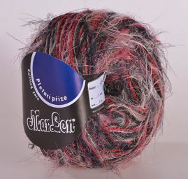 Efektní směsová příze MarLen černočervený melír s vlasem