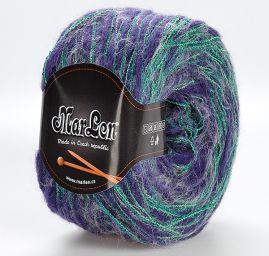 Vlněná pletací příze MarLen fialovozelený melír