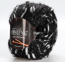 Vlněná pletací příze MarLen s nopky černobílá