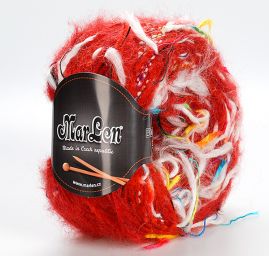 Vlněná pletací příze MarLen barevné střapce červená