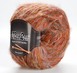 Vlněná pletací příze MarLen hnědo-rezavý melír