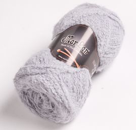Pletací příze směs angora/vlna bukle šedá