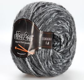 Vlněná pletací příze MarLen černošedý melír