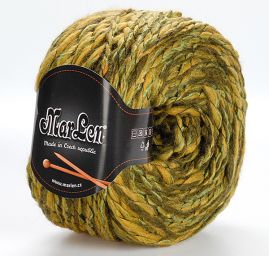 Vlněná pletací příz MarLen zelený melír