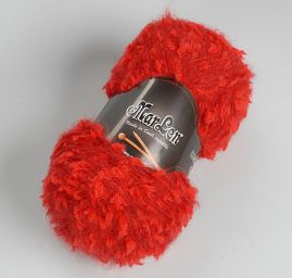 Vlněná pletací příze MarLen se střapečky červený melír