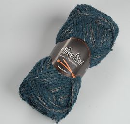 Směsová vlněná příze MarLen petrolejová se stříbrnou nití