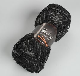Směsová vlněná příze MarLen černá se stříbrnou nití