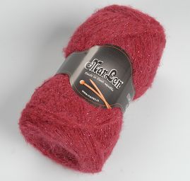 Pletací mohérová příze s lurexovým vláknem vínová