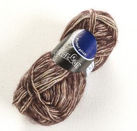 Vlněná měsová pletací příze vínovobéžový melír