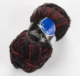 Vlněná směsová pletací příze MarLen bukle černovínová