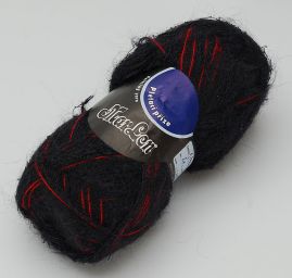 Mohérová pletací příze Marlen černočervený melír