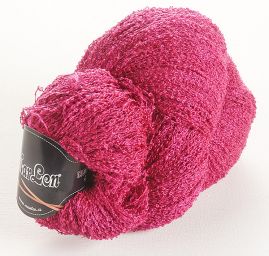 Směsová pletací příze jemné bukle přadeno fuchsiová