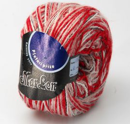 Vlněná příze Marlen červenobílý melír