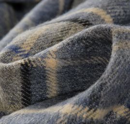 Bavlněný flanel košilová látky vzor kostky modrá/šedá