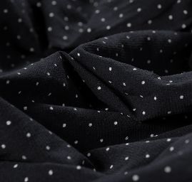 Žoržetový úplet vzor puntík černá/bílá