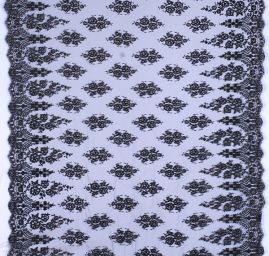 Efektní krajka vyšívaná na tylu černá II.jakost