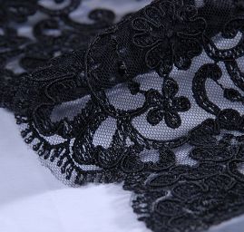 Efektní krajka vyšívaná na tylu černá II.jakost