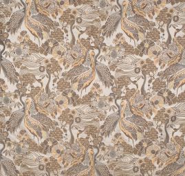 Žakárová dekorační látka Art deco Volavky béž