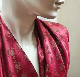 Brokát nepružný vzor květy vínovohnědý