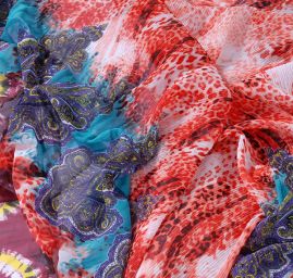 Šifon plisé vínový