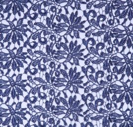 Efektní hrubá krajka květinový vzor tmavě modrá