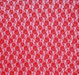 Jemná pružná krajka motiv růže jasně červená