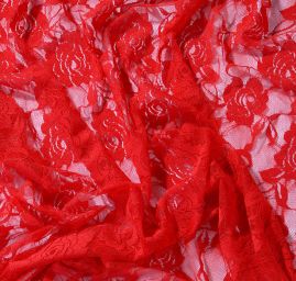 Jemná pružná krajka motiv růže jasně červená