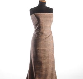 Kostýmová vlněná látka vzor Esterházy hnědá/vínová