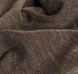 Vlněná látka tweed vzor rybí kost hnědá/smetanová