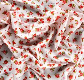 Bavlněná látka tisk vzor růží červená  