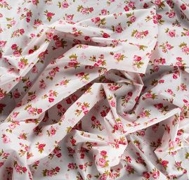 Bavlněná látka tisk vzor růží růžová