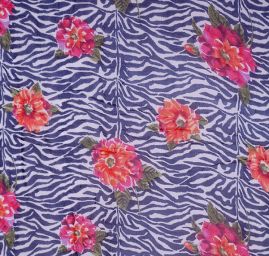 Šifon zvířecí motiv/květy bíločerný II.jakost