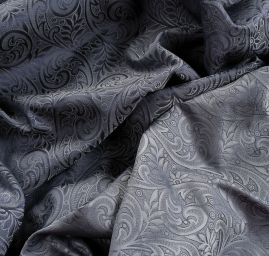 Brokát nepružný květinový motiv modrošedý