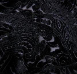 Efektní vypalovaný samet kašmírový motiv černý