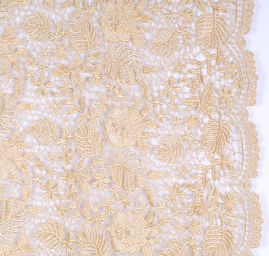 Efektní hrubá krajka květinový vzor zlatá