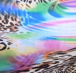 Satén digitální tisk zvířecí motiv/duha