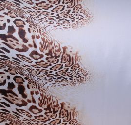 Satén digitální tisk zvířecí motiv hnědobílá