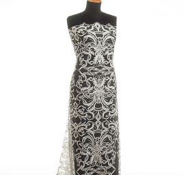 Krajka luxusní výšivka na tylu slonová kost