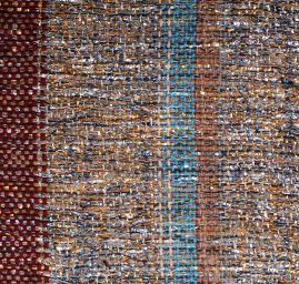 Ručně tkaná metráž pruhy zlatostříbrné s šedou