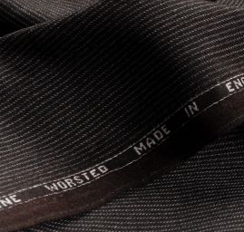 Vlněná kostýmová látka proužek bílá/hnědá