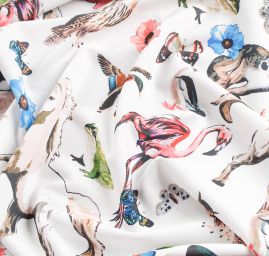 Úplet středně silný Punto tisk růžový plameňák