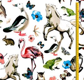 Úplet středně silný Punto tisk růžový plameňák