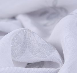 Šifon stříbrný tisk motiv květin světle šedá